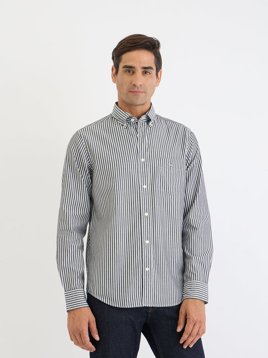 Gant Men Black Striped Collar Shirt