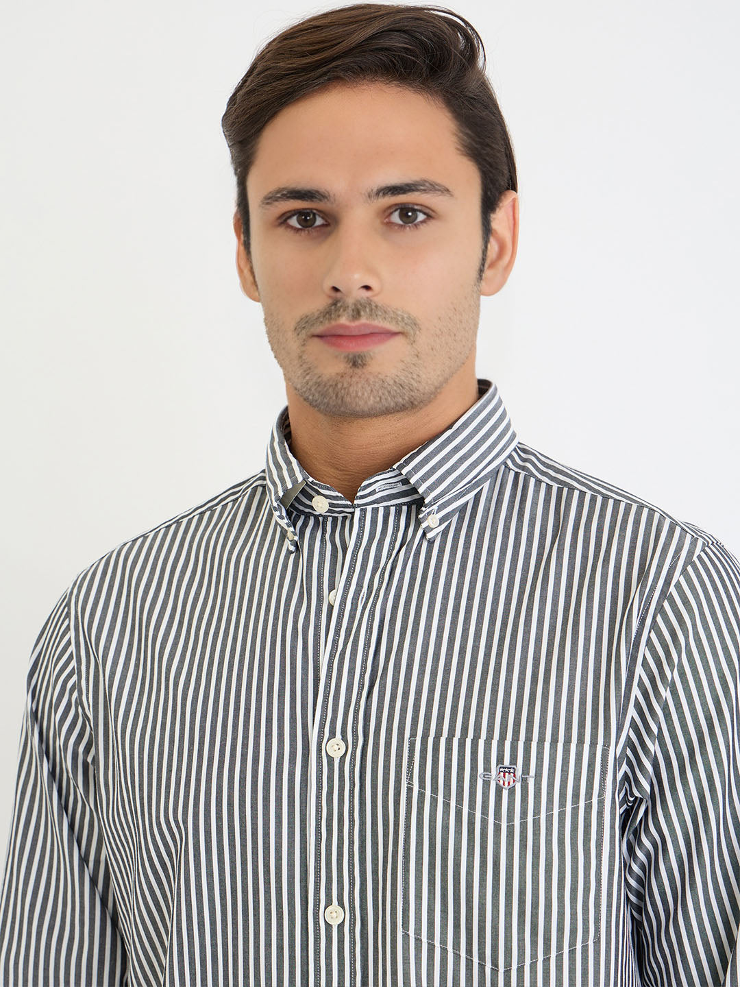 Gant Men Black Striped Collar Shirt