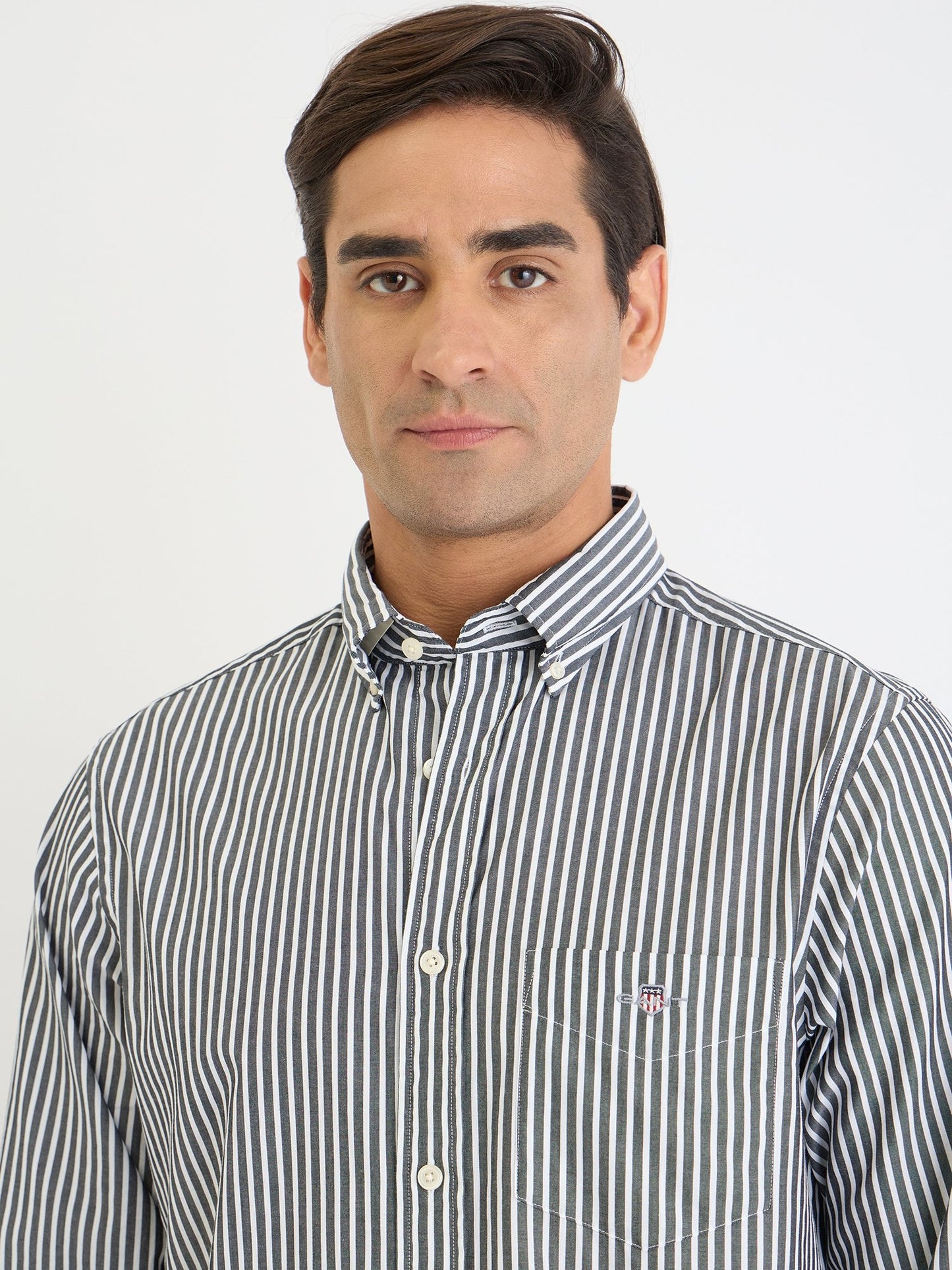 Gant Men Black Striped Collar Shirt