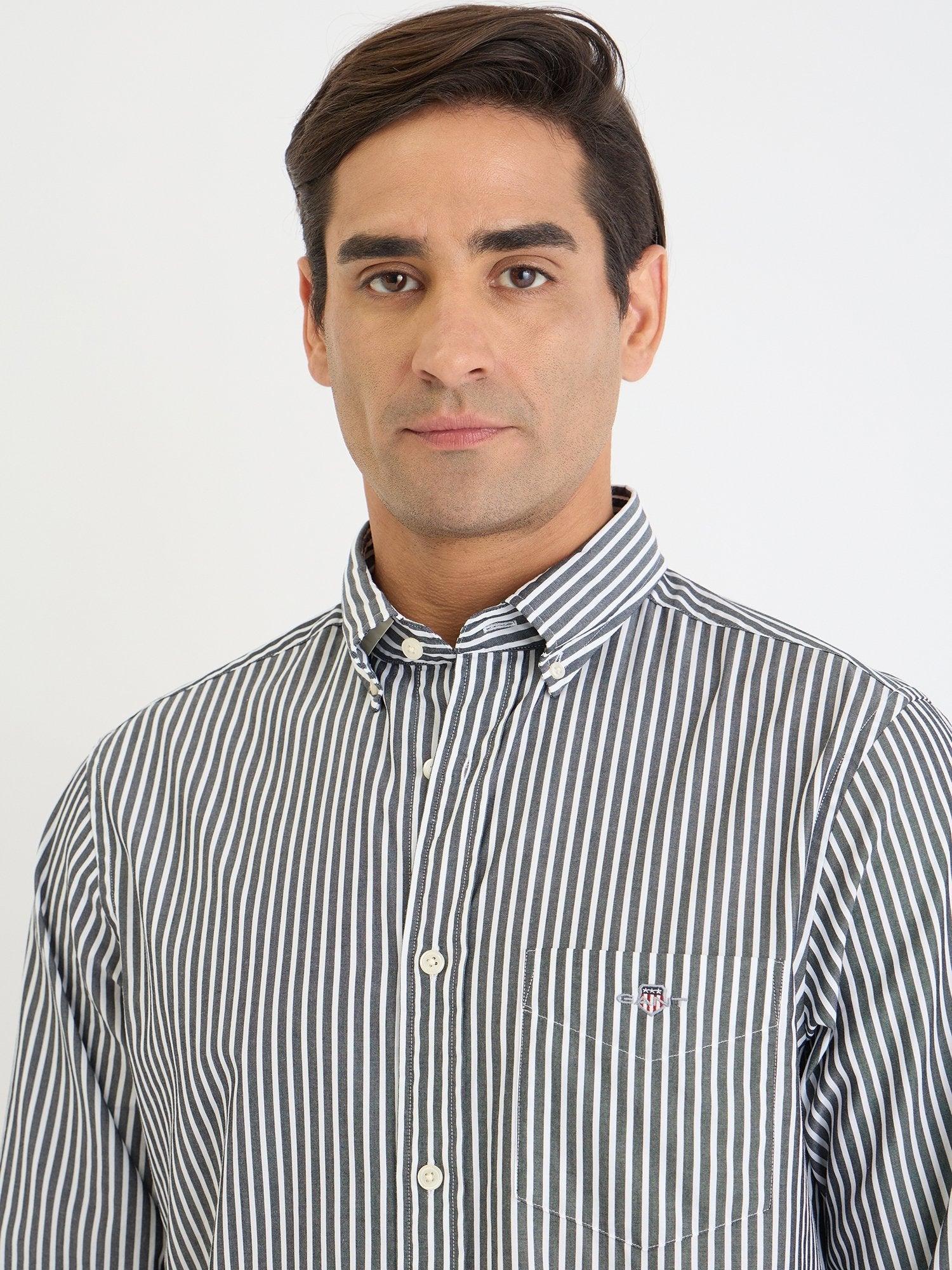 Gant Men Black Striped Collar Shirt