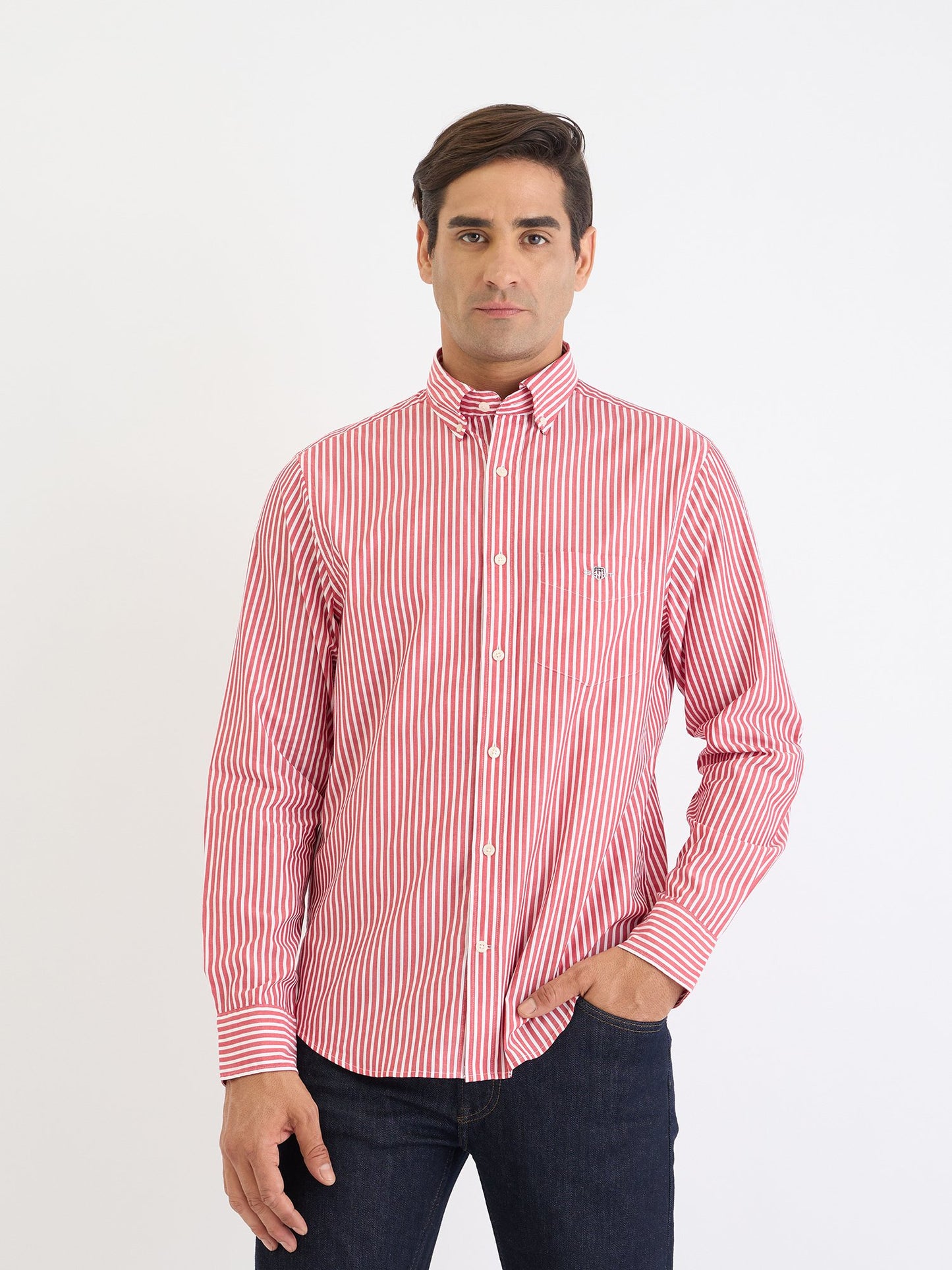 Gant Men Red Striped Collar Shirt
