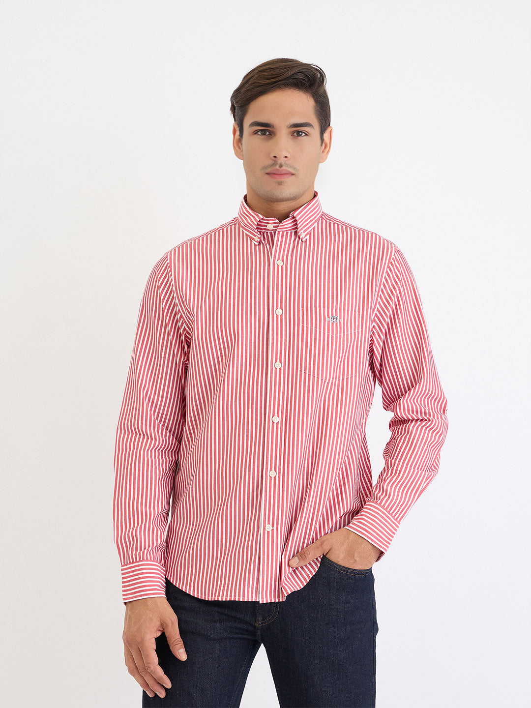 Gant Men Red Striped Collar Shirt