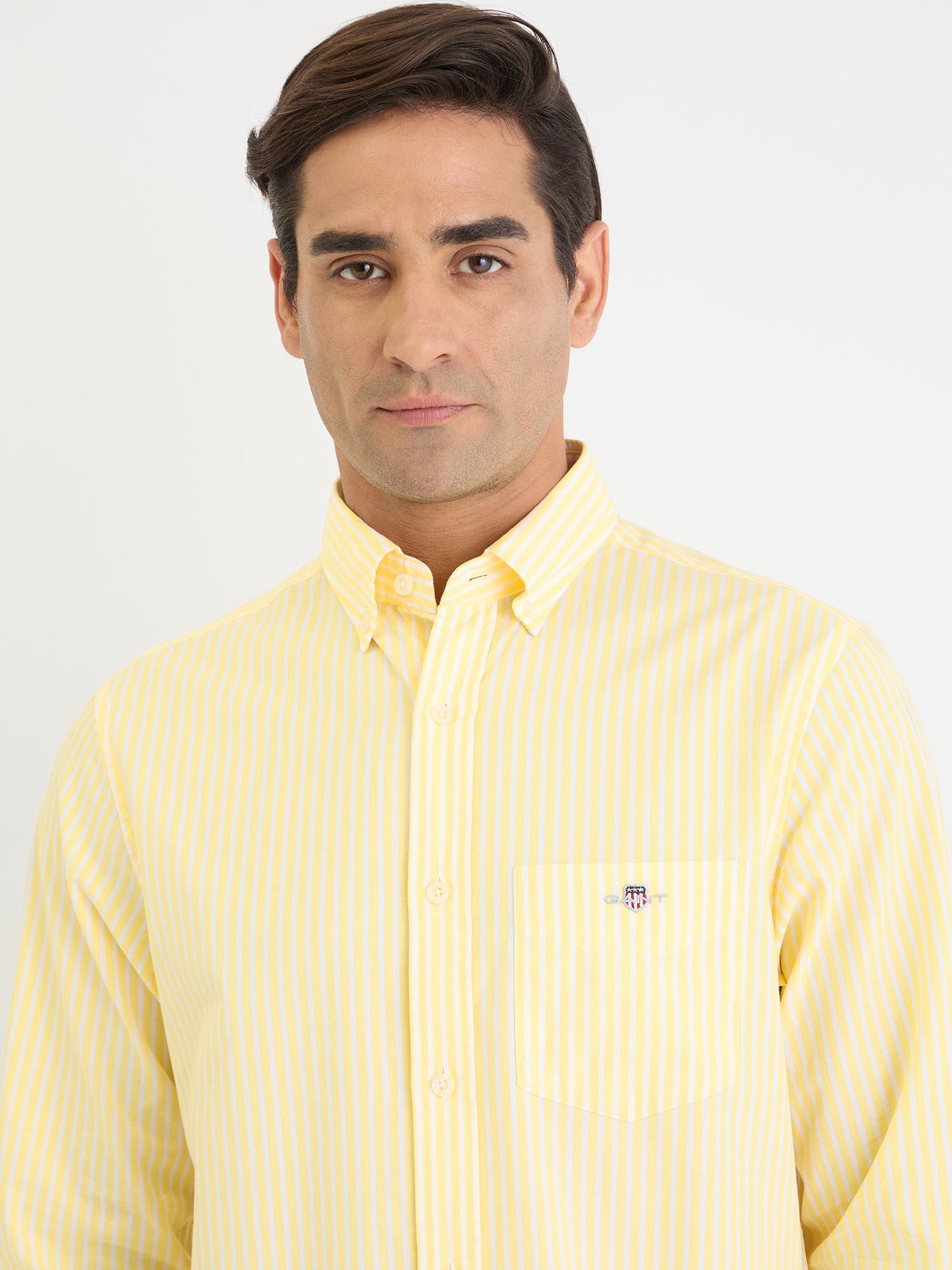 Gant Men Yellow Striped Collar Shirt