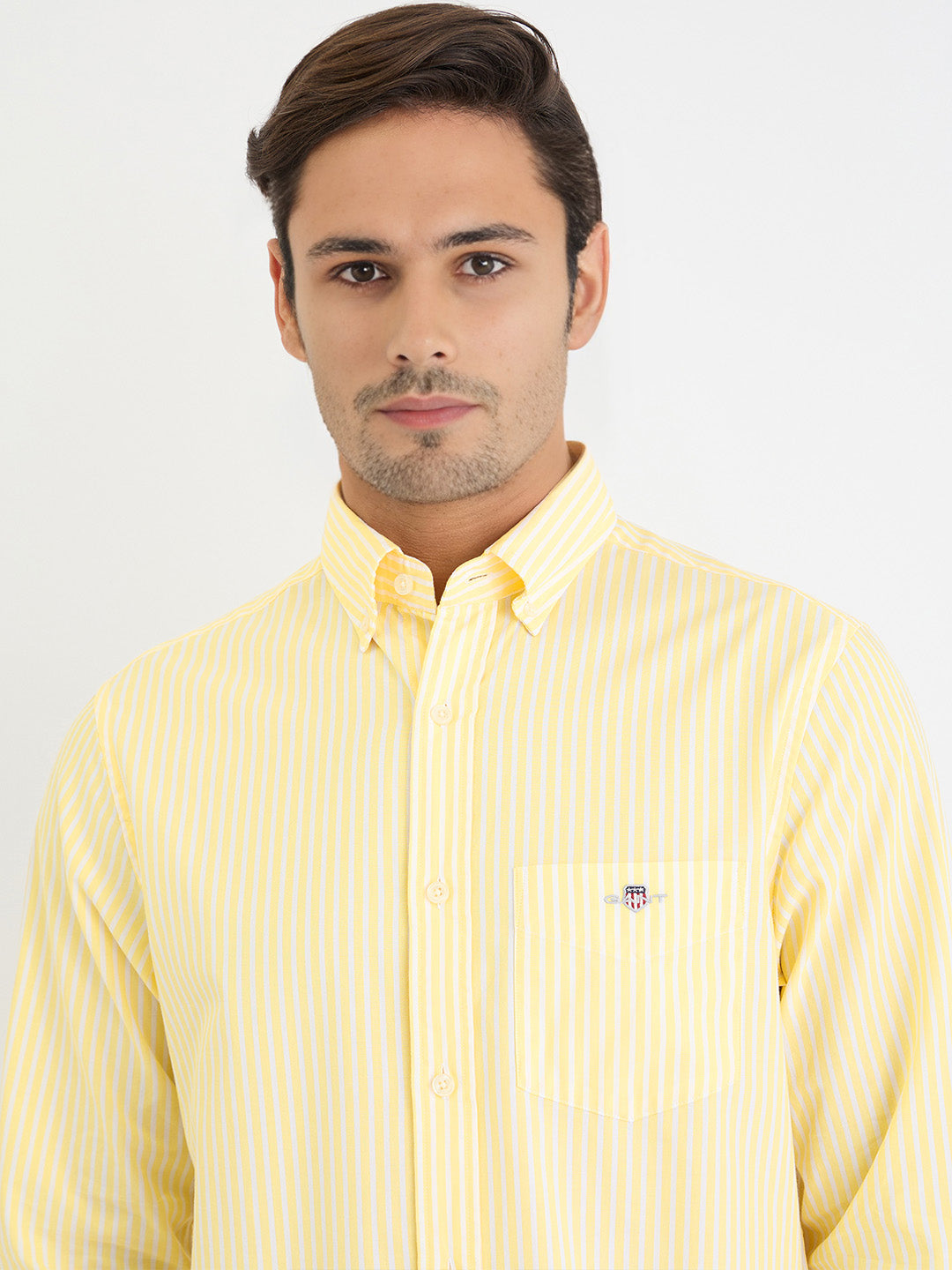 Gant Men Yellow Striped Collar Shirt