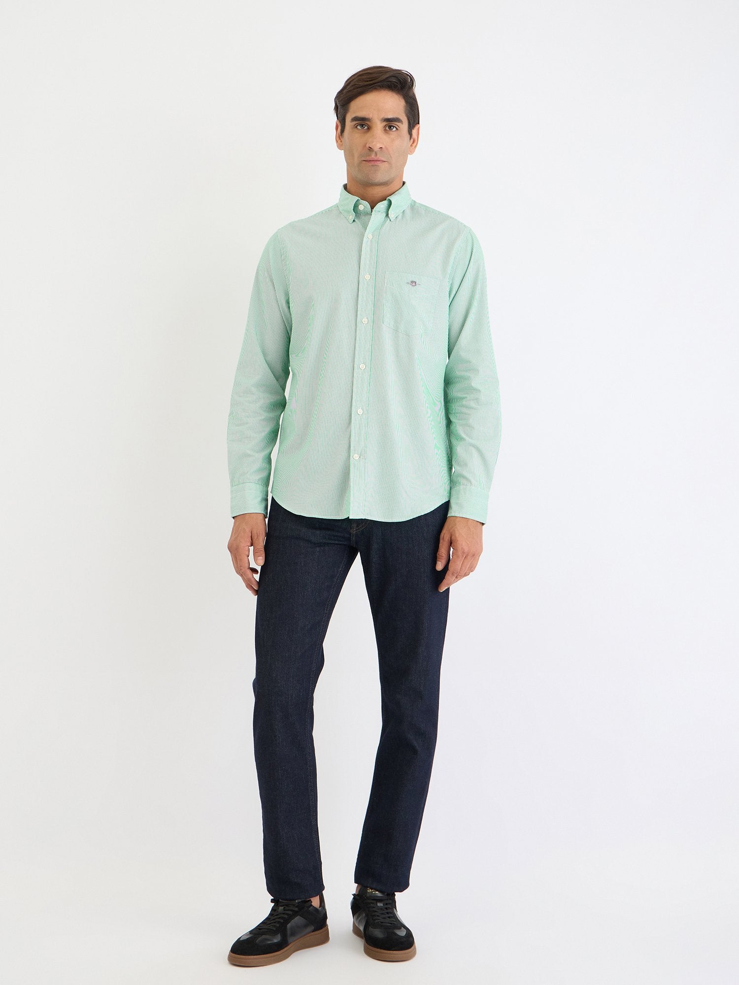 Gant Men Green Striped Collar Shirt