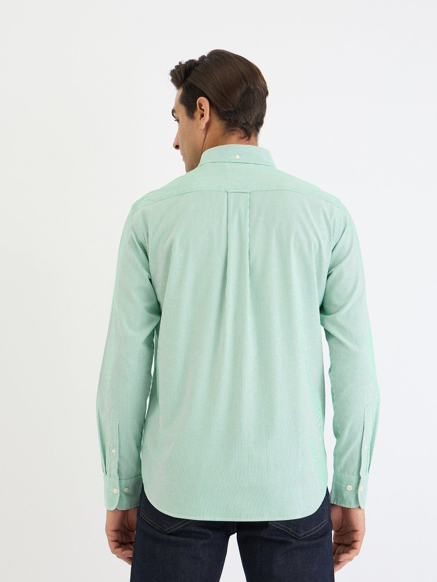 Gant Men Green Striped Collar Shirt