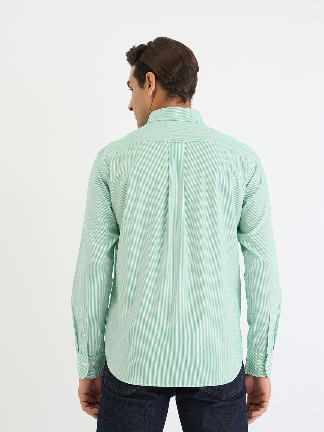 Gant Men Green Striped Collar Shirt