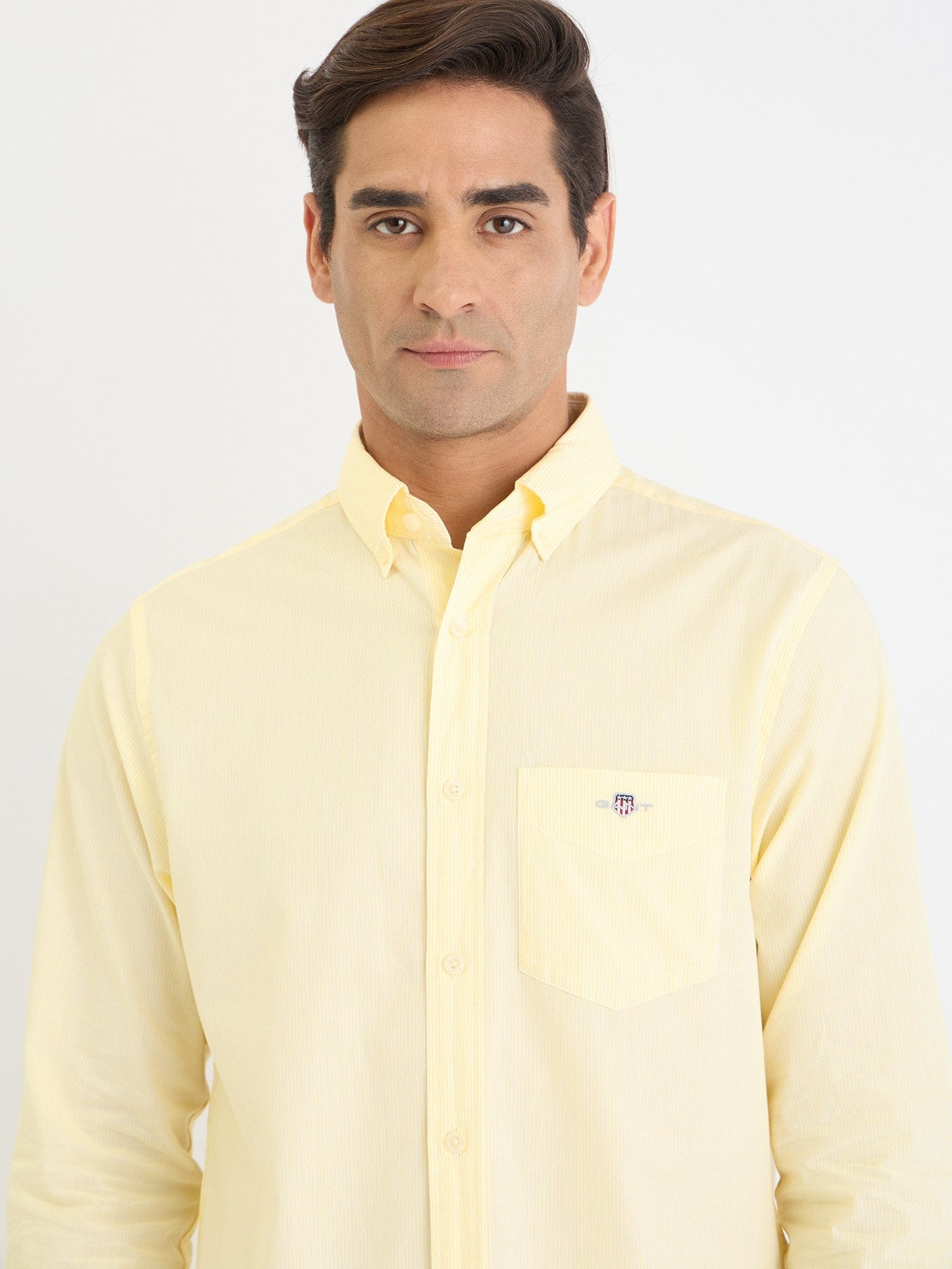 Gant Men Yellow Striped Collar Shirt