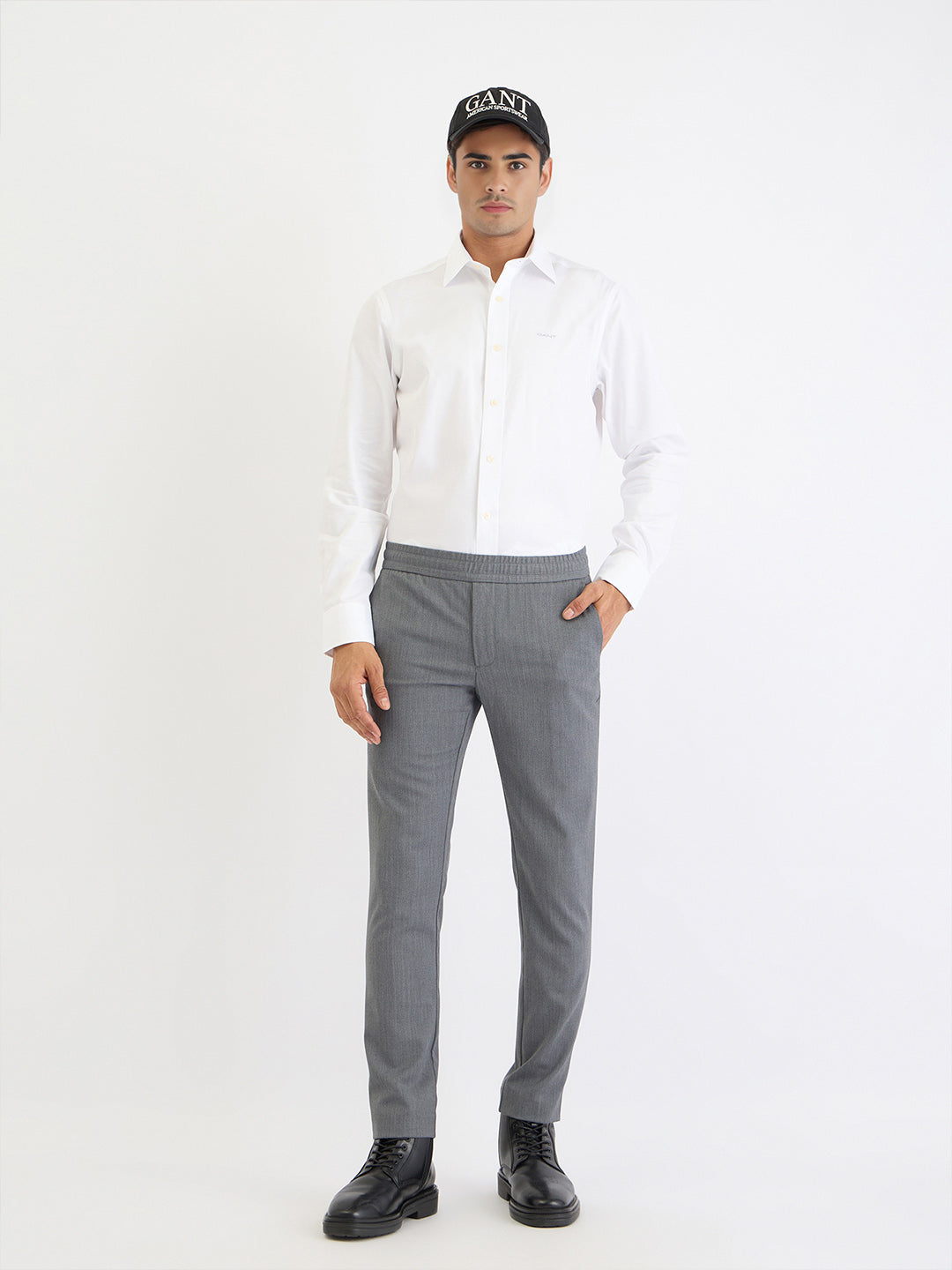 Gant Men White Solid Collar Shirt
