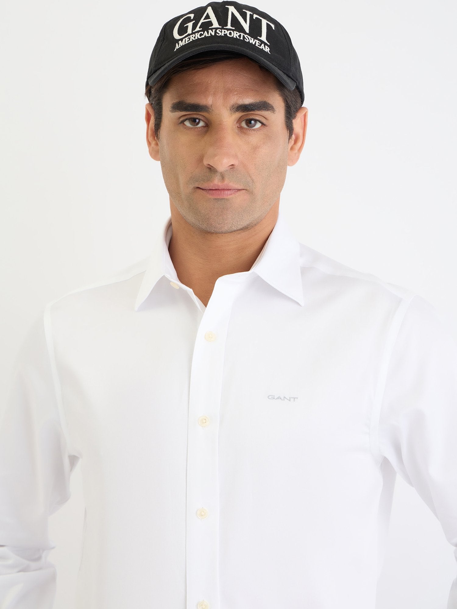 Gant Men White Solid Collar Shirt