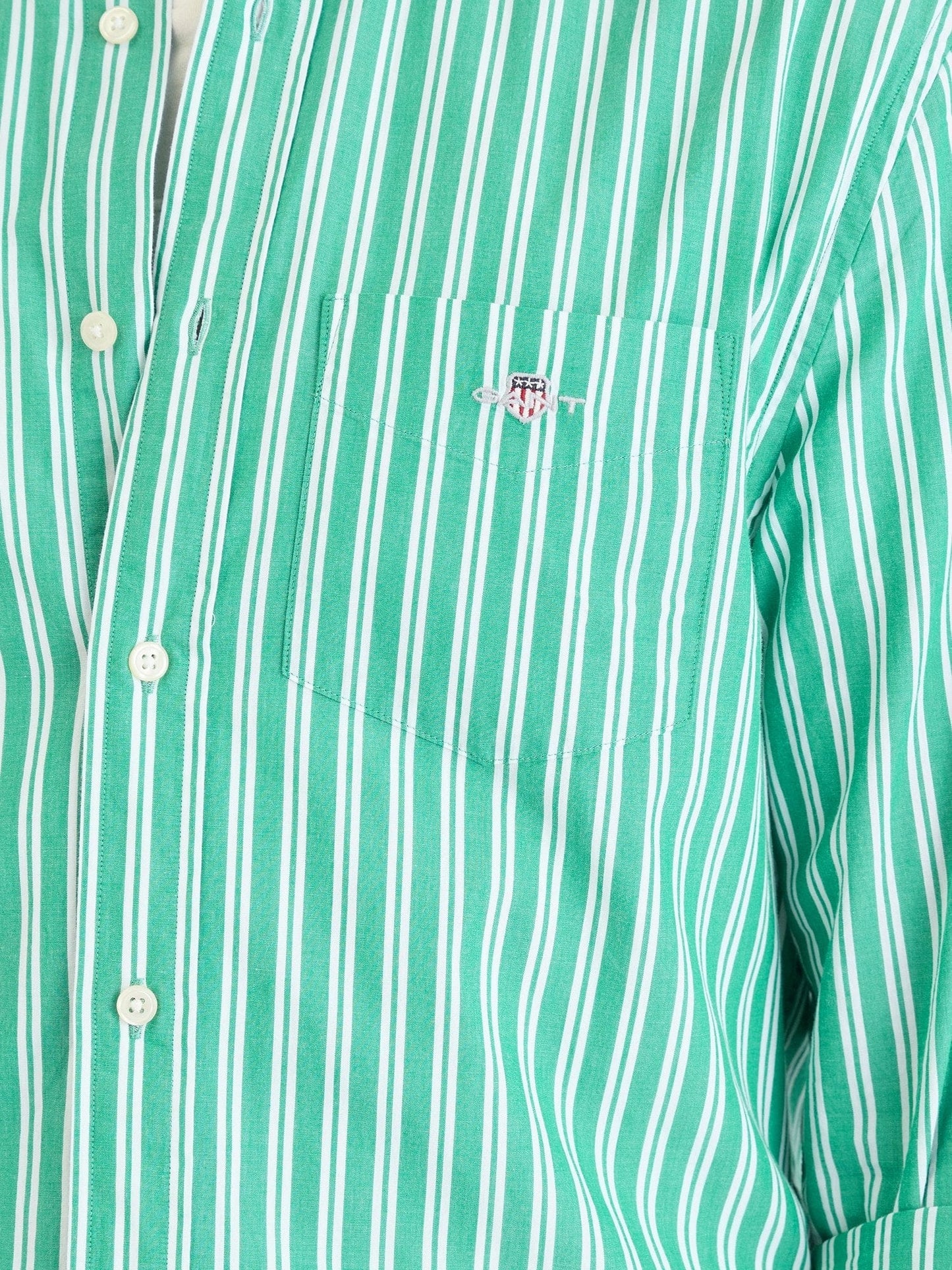 Gant Men Green Striped Collar Shirt