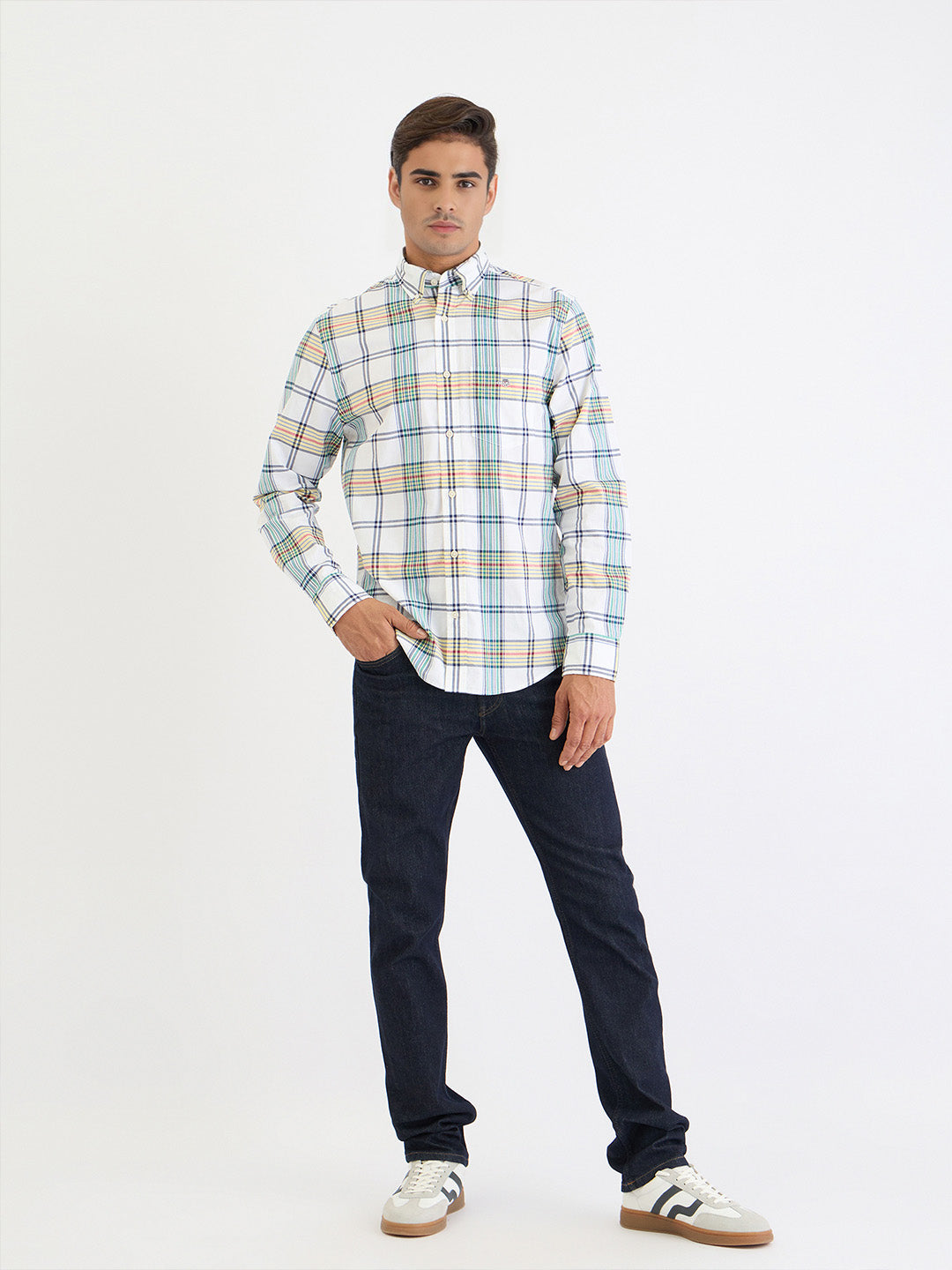 Gant Men White Check Collar Shirt
