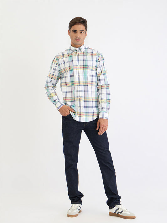 Gant Men White Check Collar Shirt