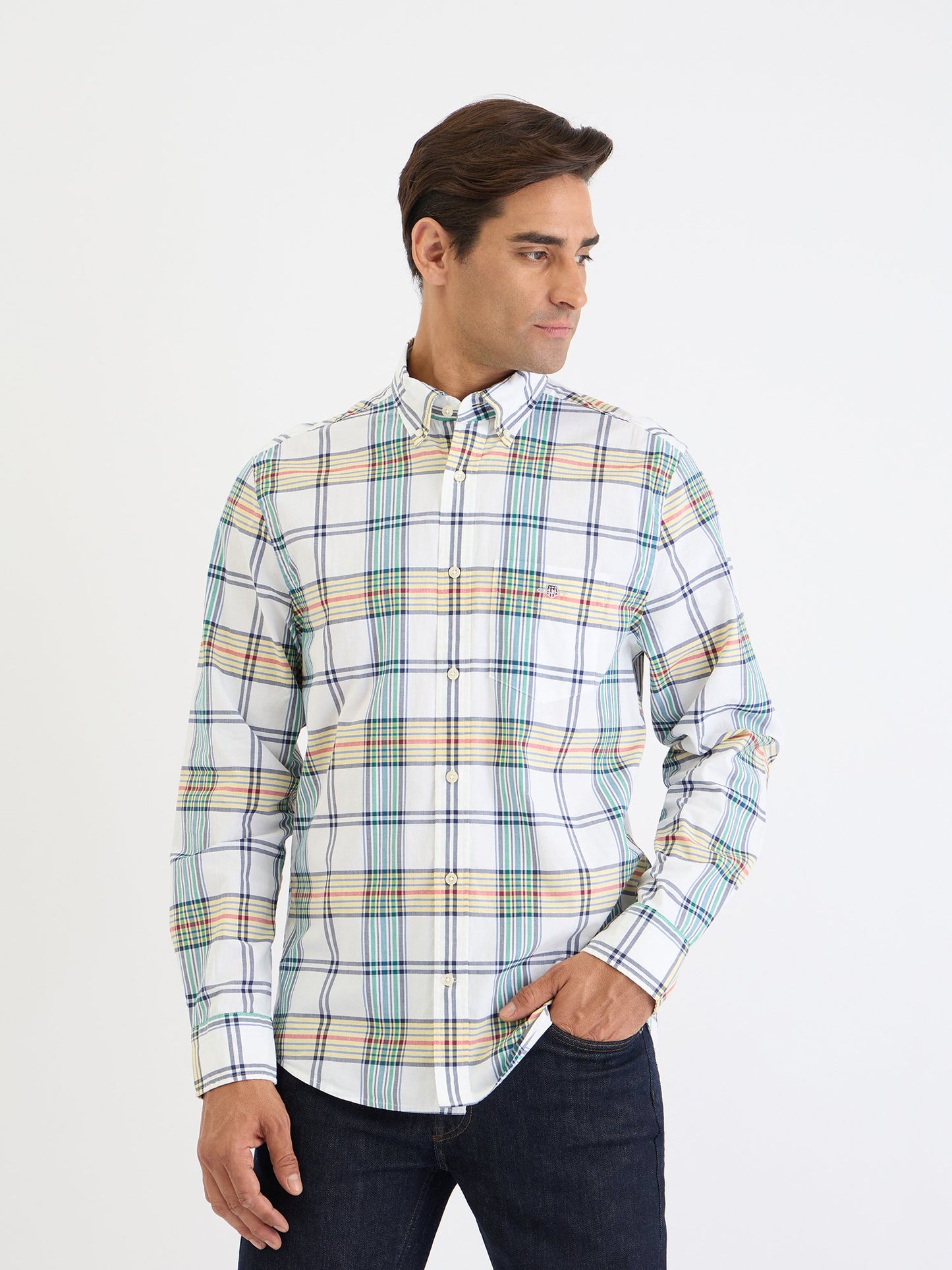Gant Men White Check Collar Shirt