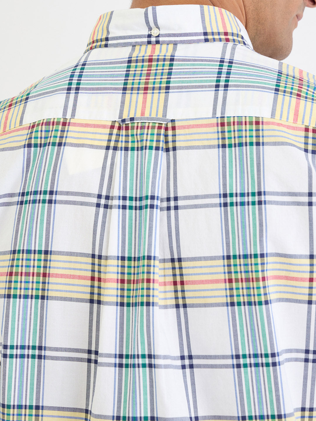 Gant Men White Check Collar Shirt