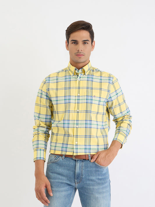 Gant Men Yellow Check Collar Shirt
