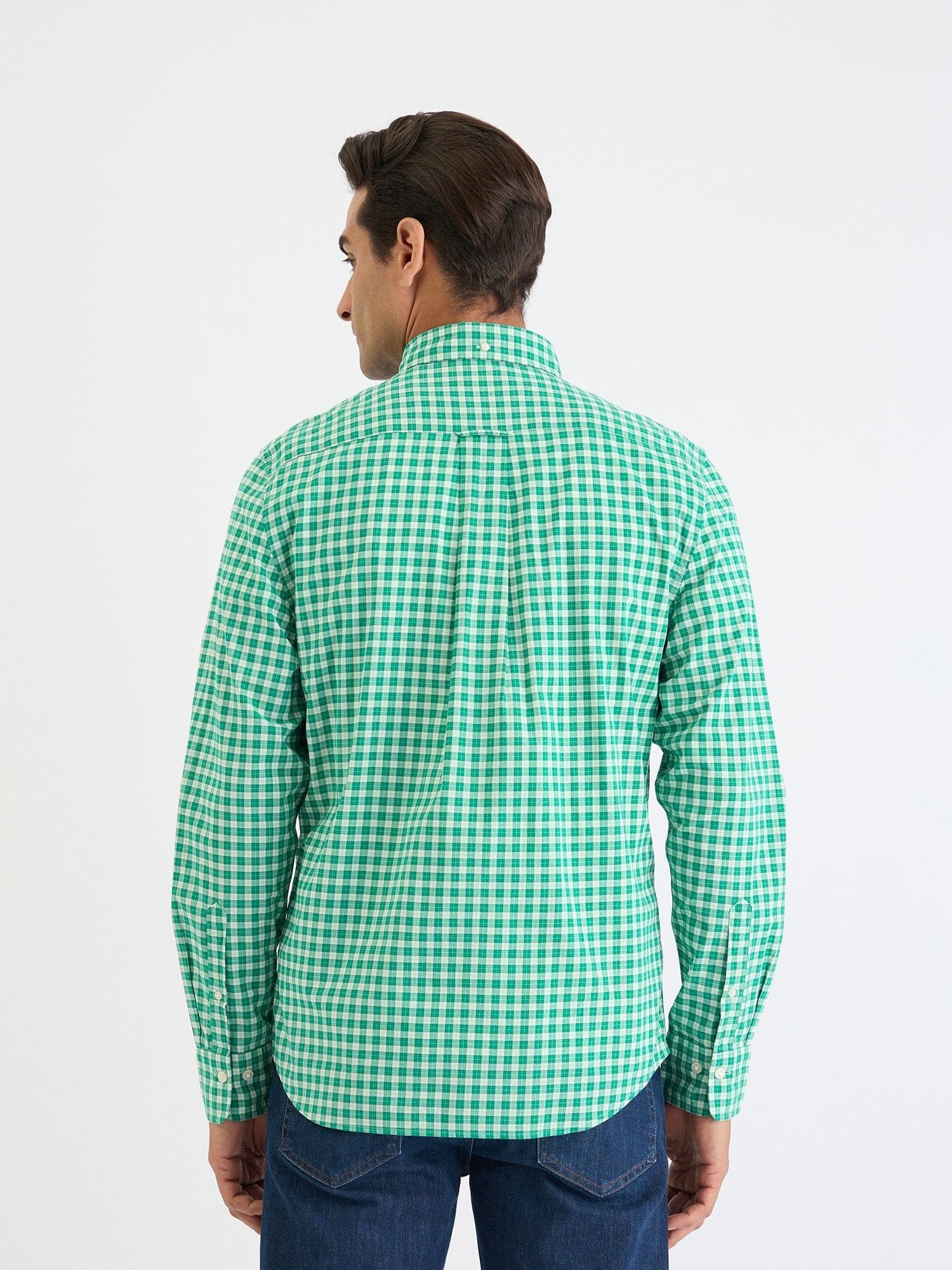 Gant Men Green Check Collar Shirt