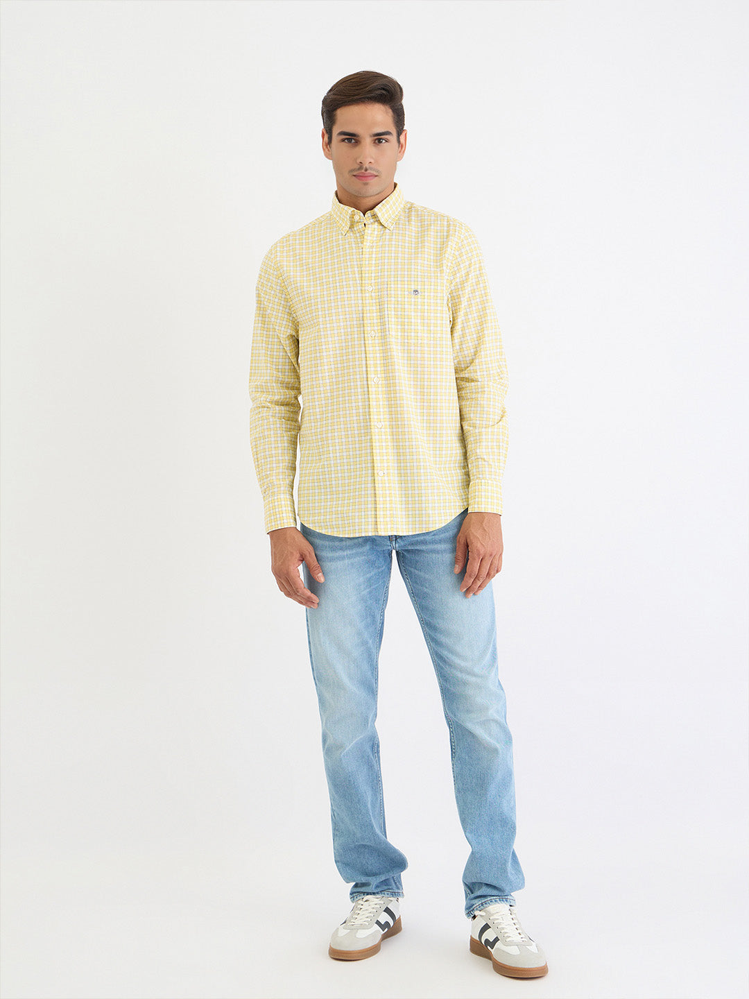 Gant Men Yellow Check Collar Shirt