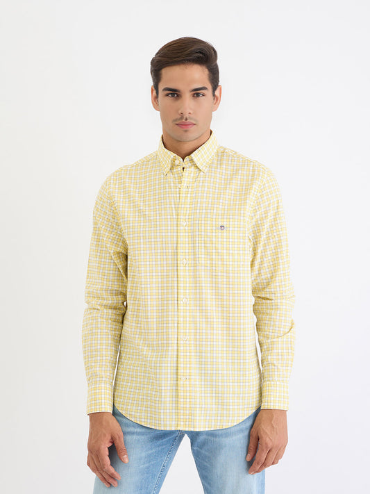 Gant Men Yellow Check Collar Shirt