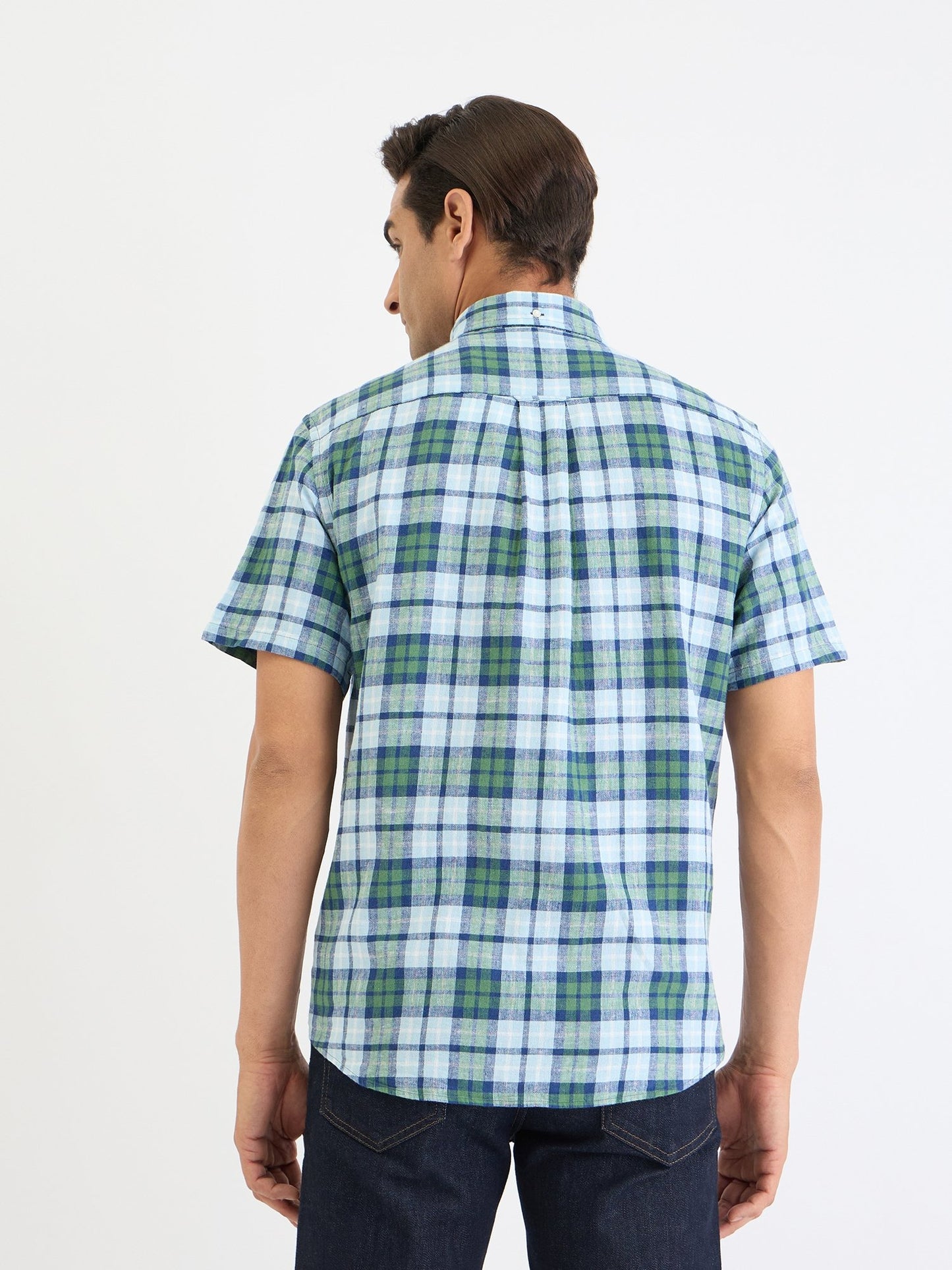 Gant Men Green Check Collar Shirt