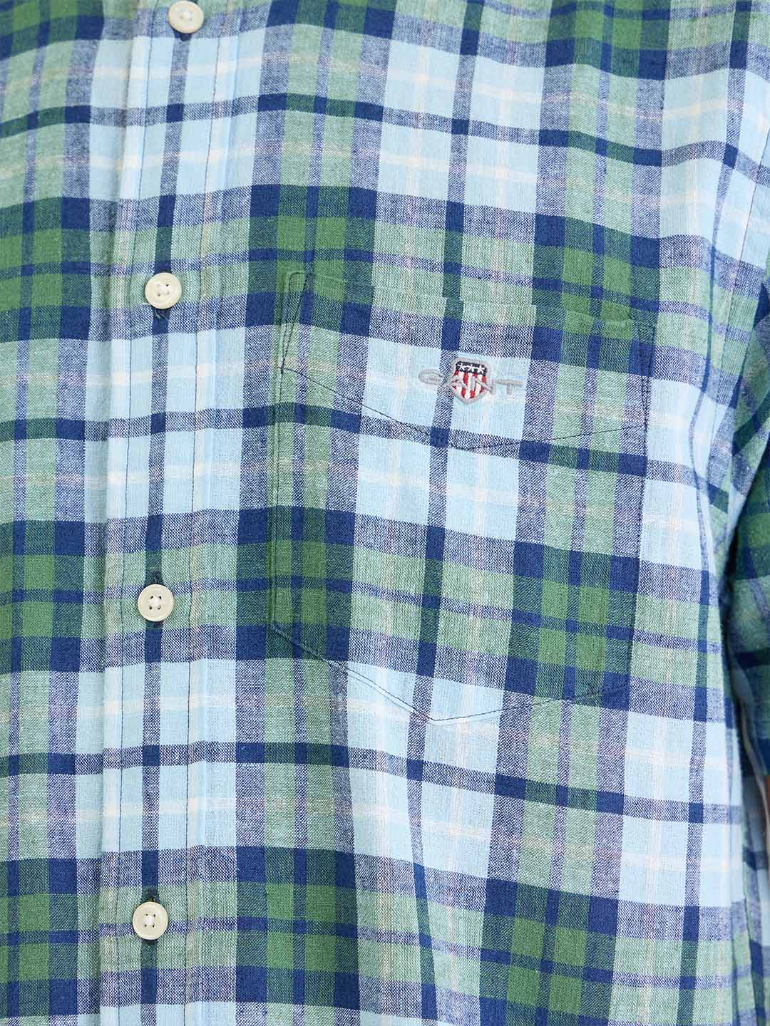 Gant Men Green Check Collar Shirt
