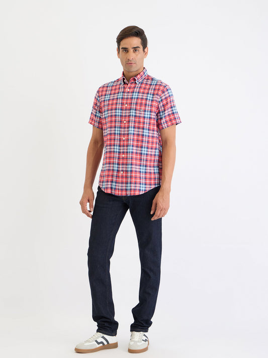 Gant Men Red Check Collar Shirt
