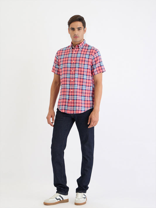 Gant Men Red Check Collar Shirt