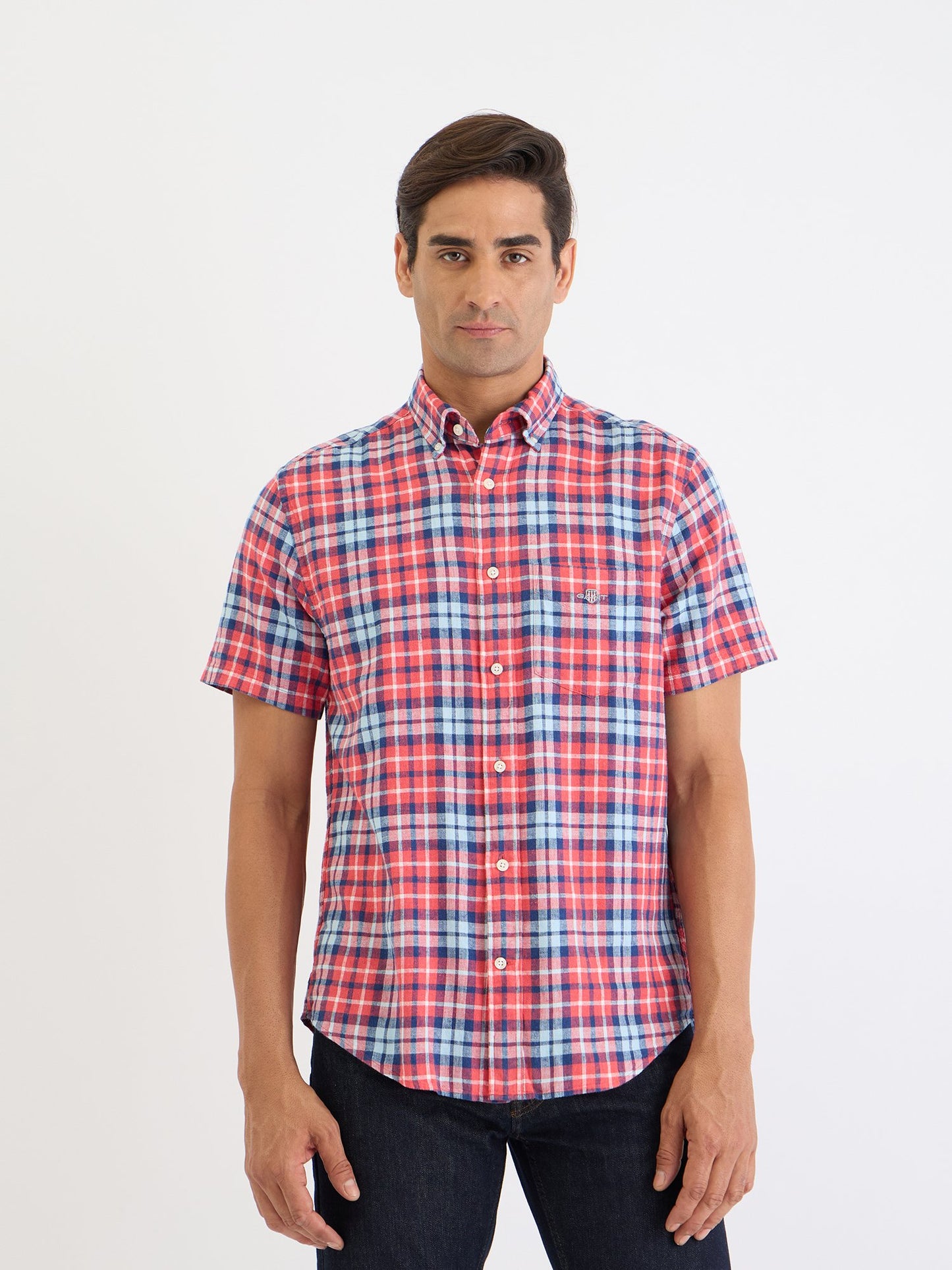 Gant Men Red Check Collar Shirt
