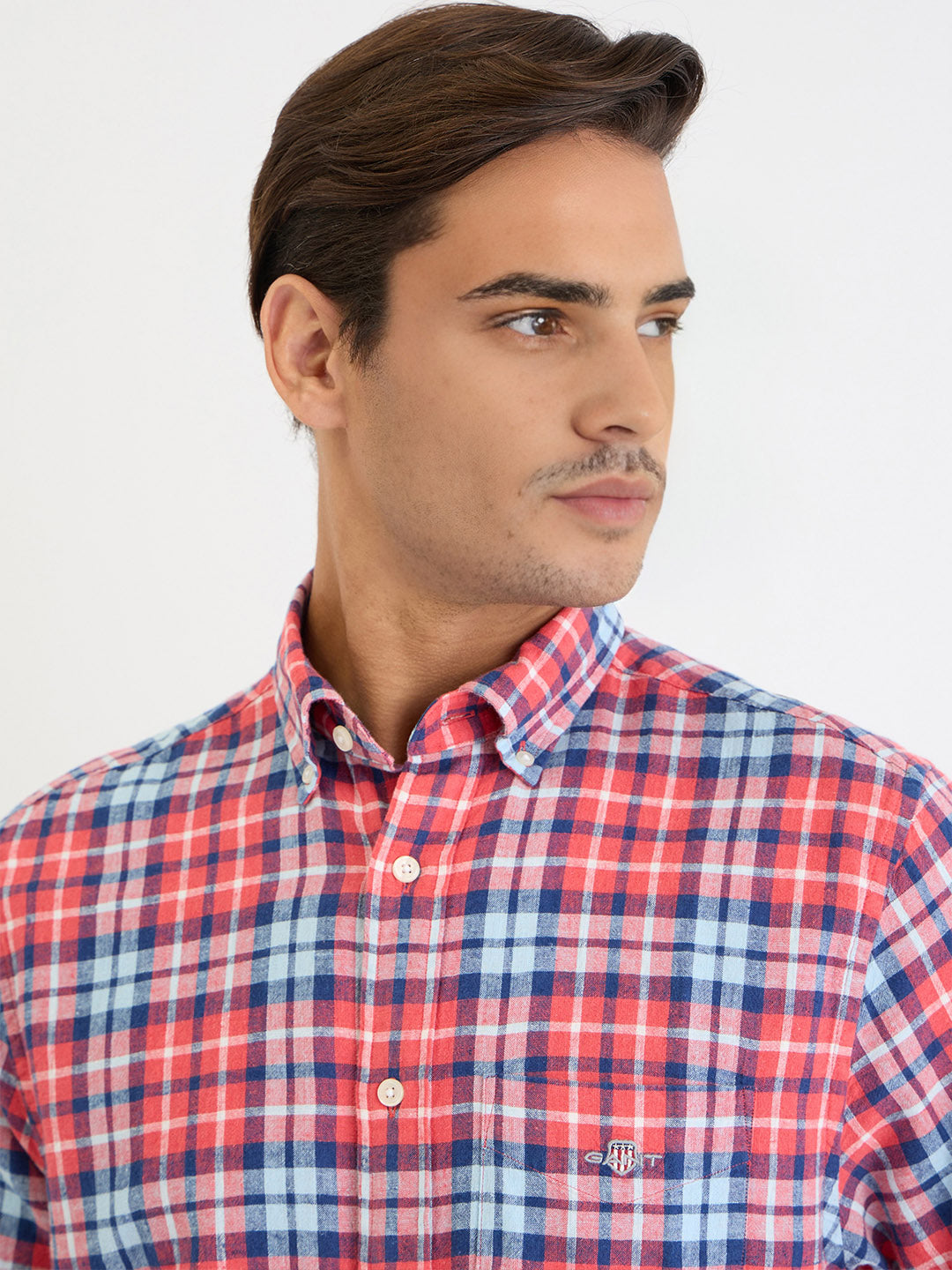 Gant Men Red Check Collar Shirt