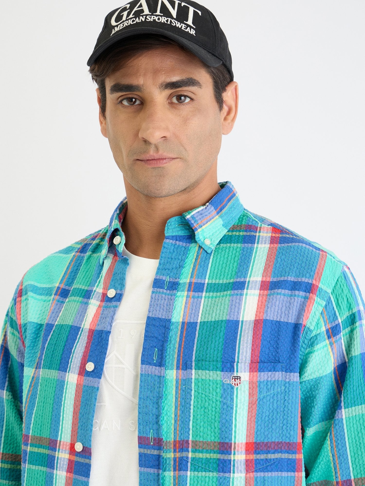 Gant Men Blue Check Collar Shirt