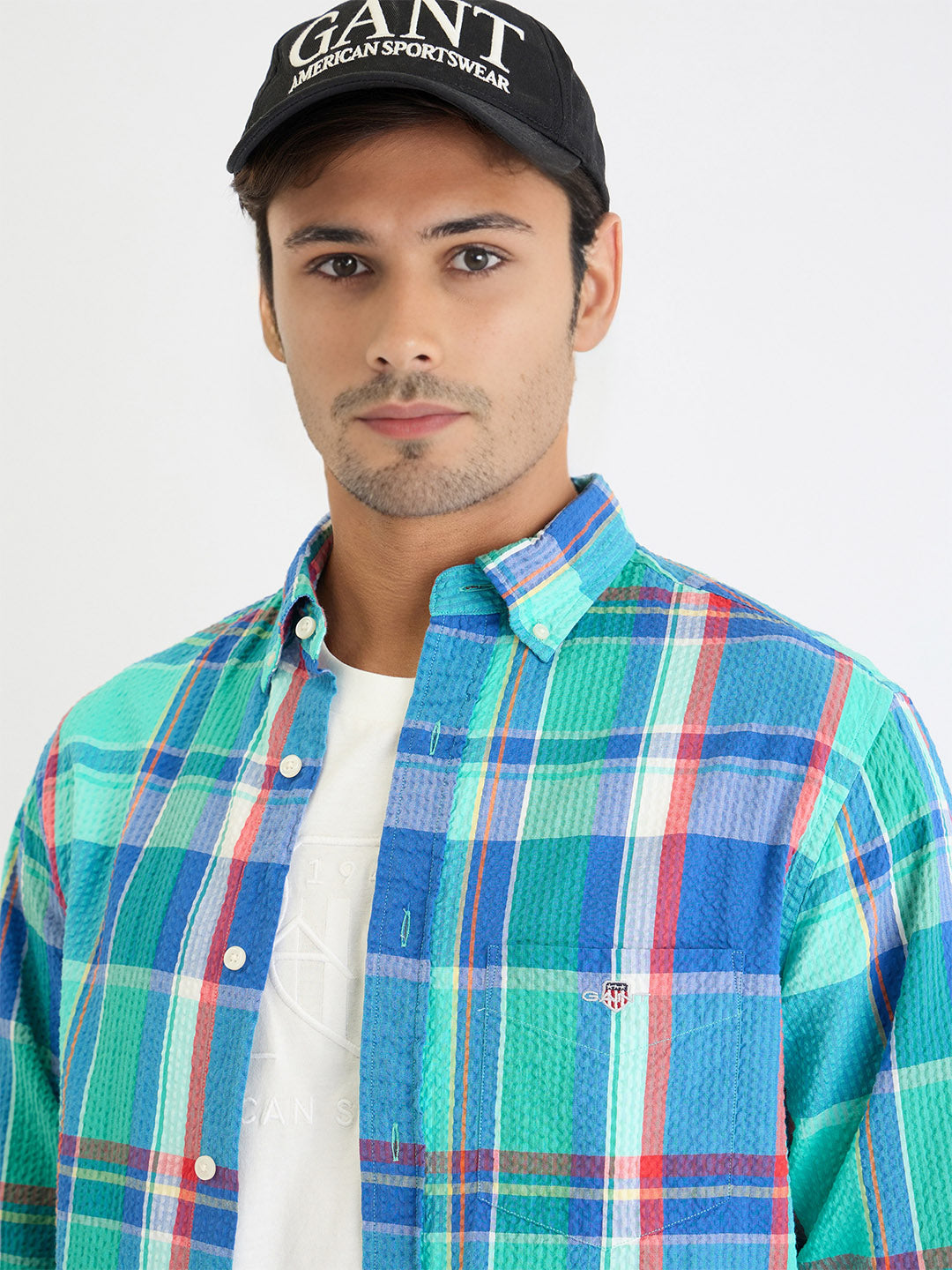 Gant Men Blue Check Collar Shirt