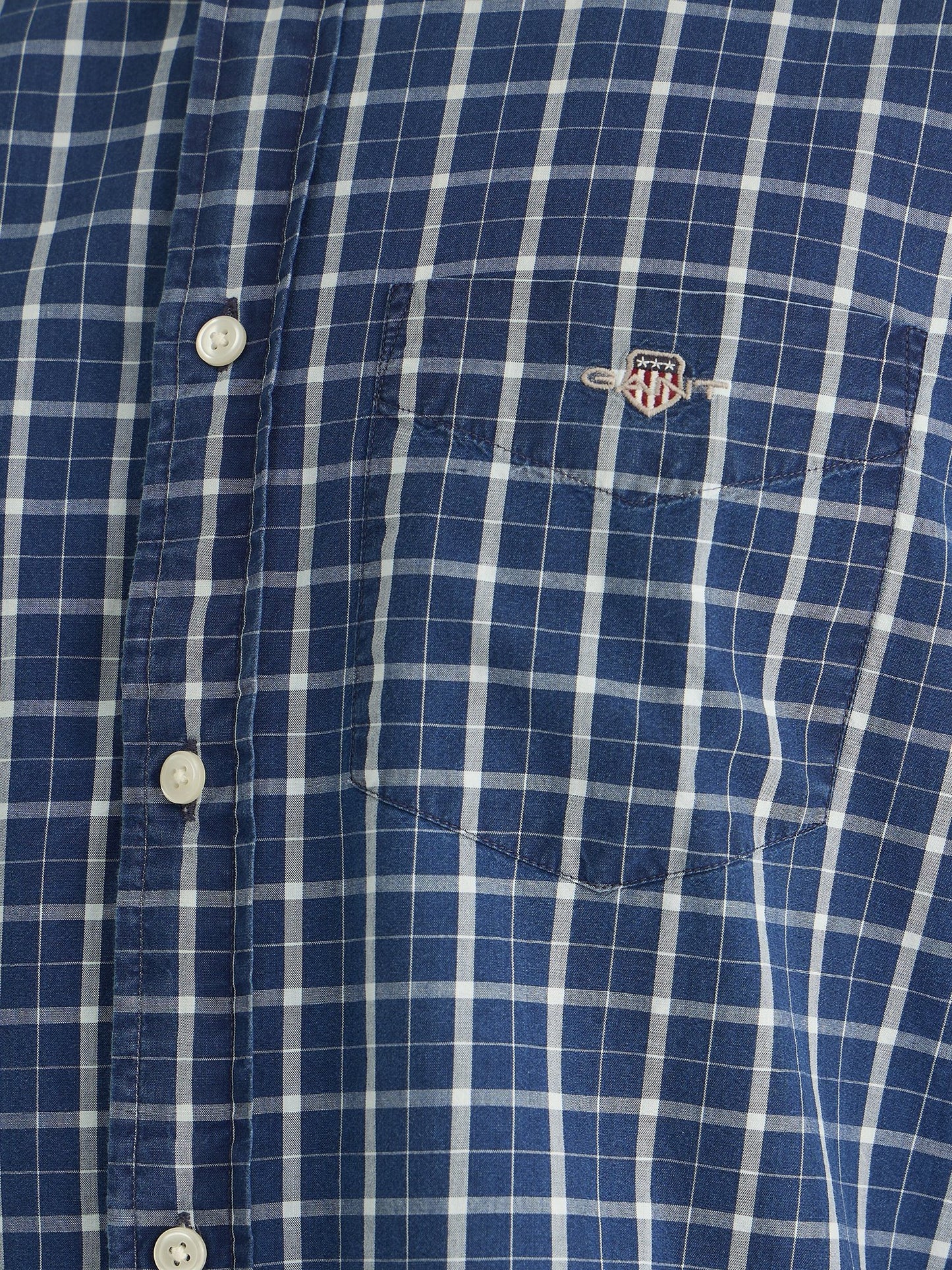 Gant Men Blue Regular Fit Checks Collar Neck Shirt