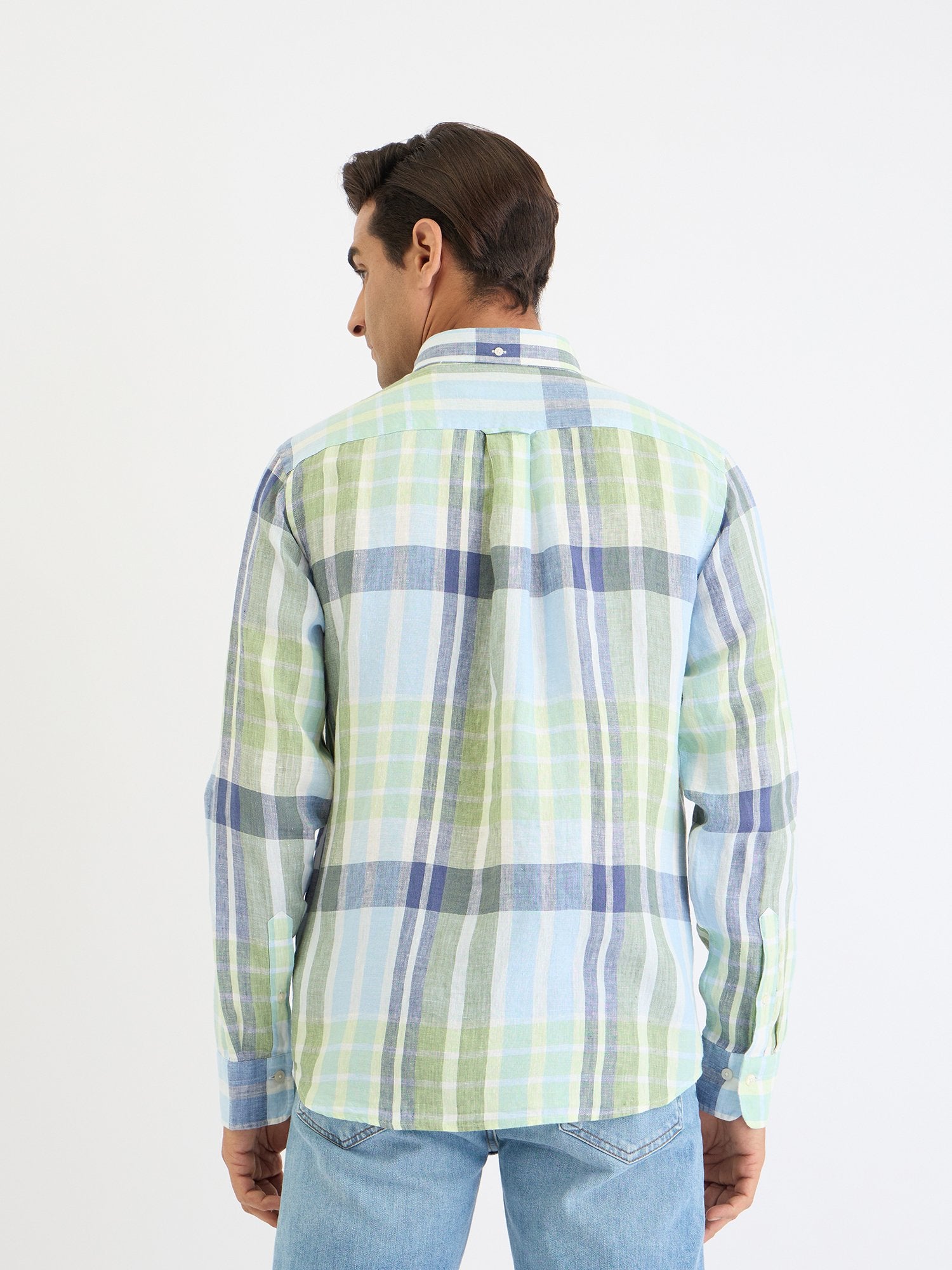 Gant Men Green Check Collar Shirt