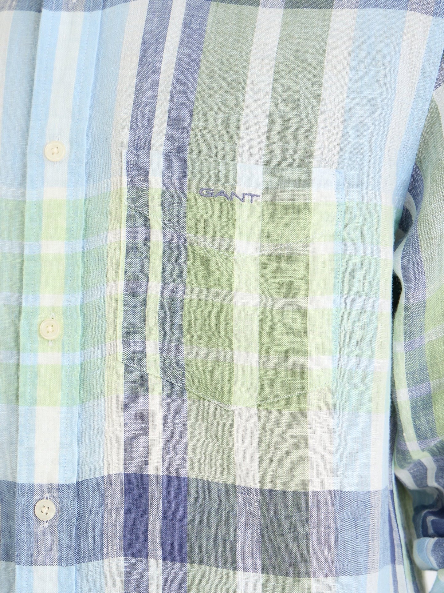 Gant Men Green Check Collar Shirt
