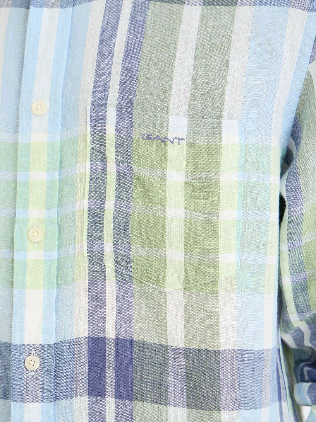 Gant Men Green Check Collar Shirt