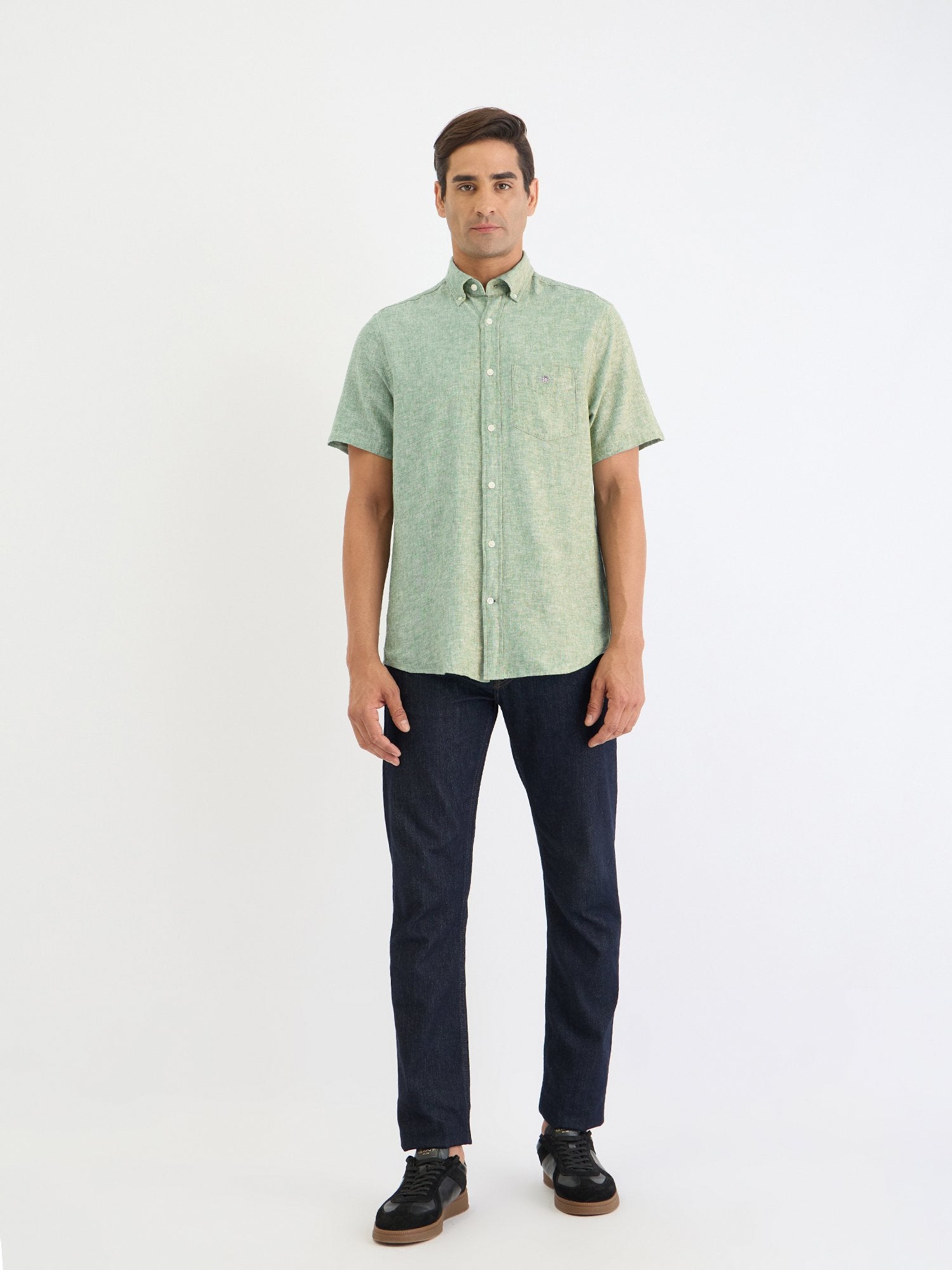 Gant Men Green Solid Collar Shirt