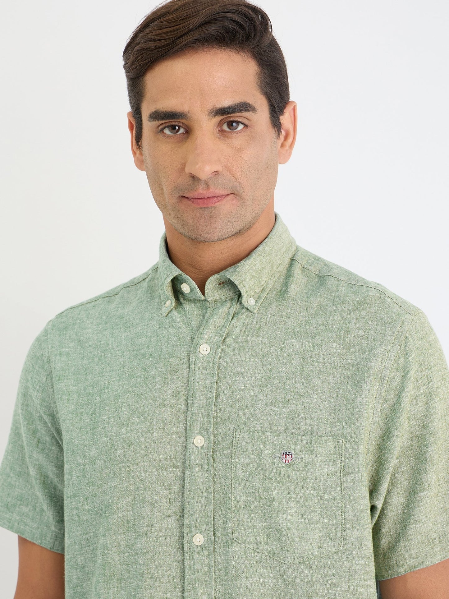 Gant Men Green Solid Collar Shirt