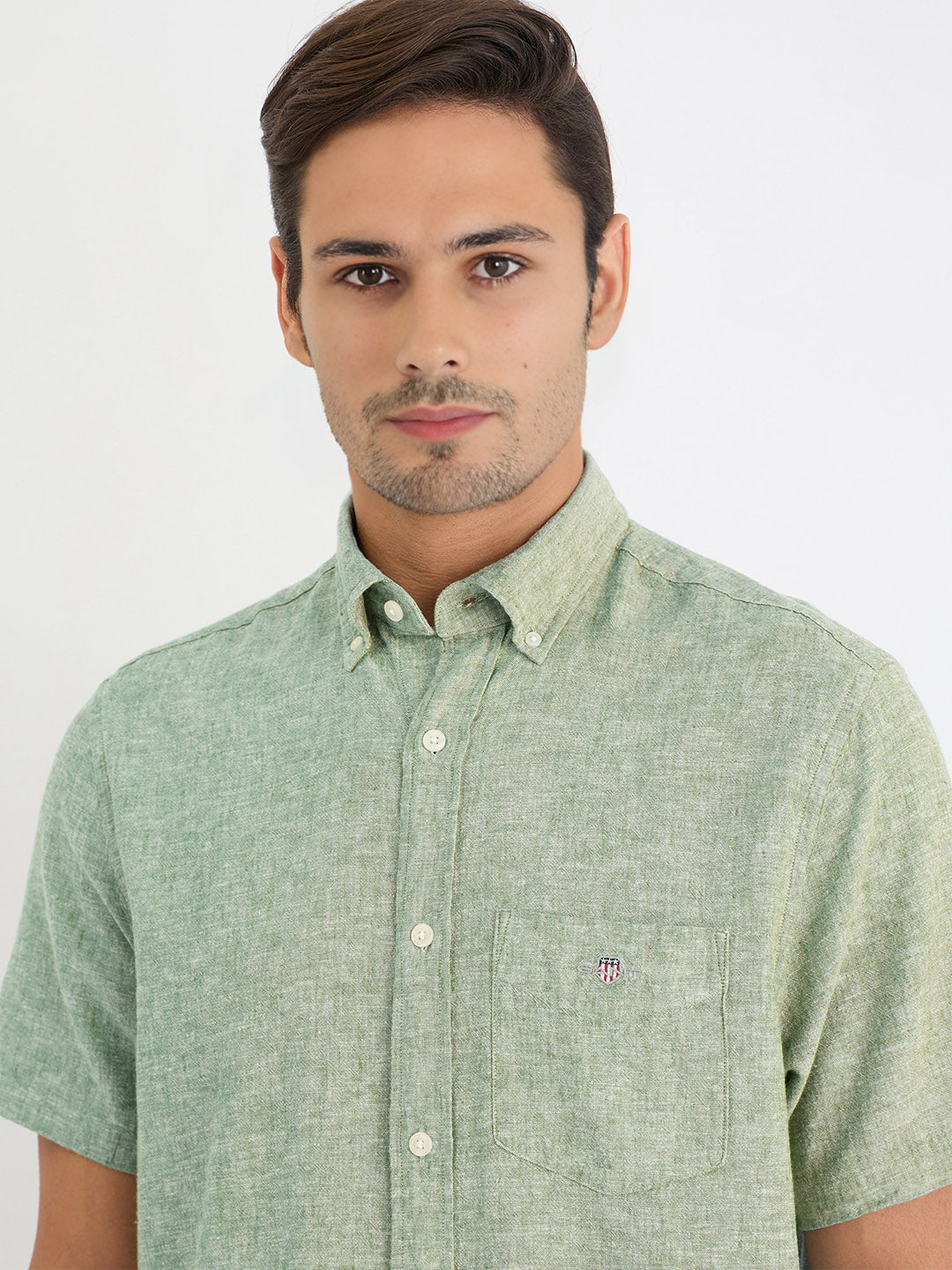 Gant Men Green Solid Collar Shirt