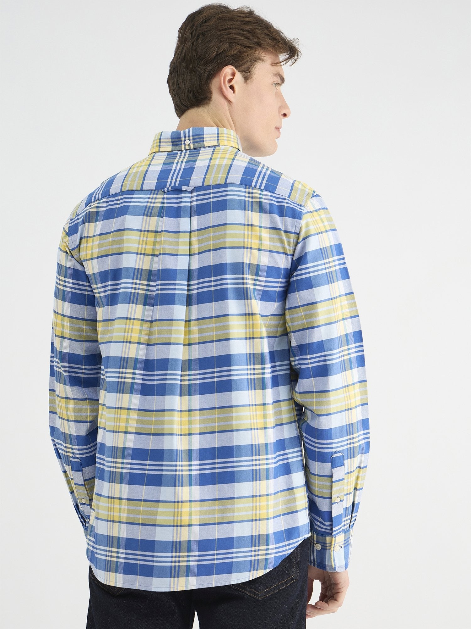 Gant Men Blue Regular Fit Checks Collar Neck Shirt