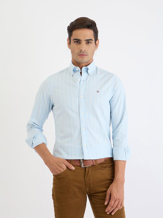 Gant Men Blue Striped Collar Shirt