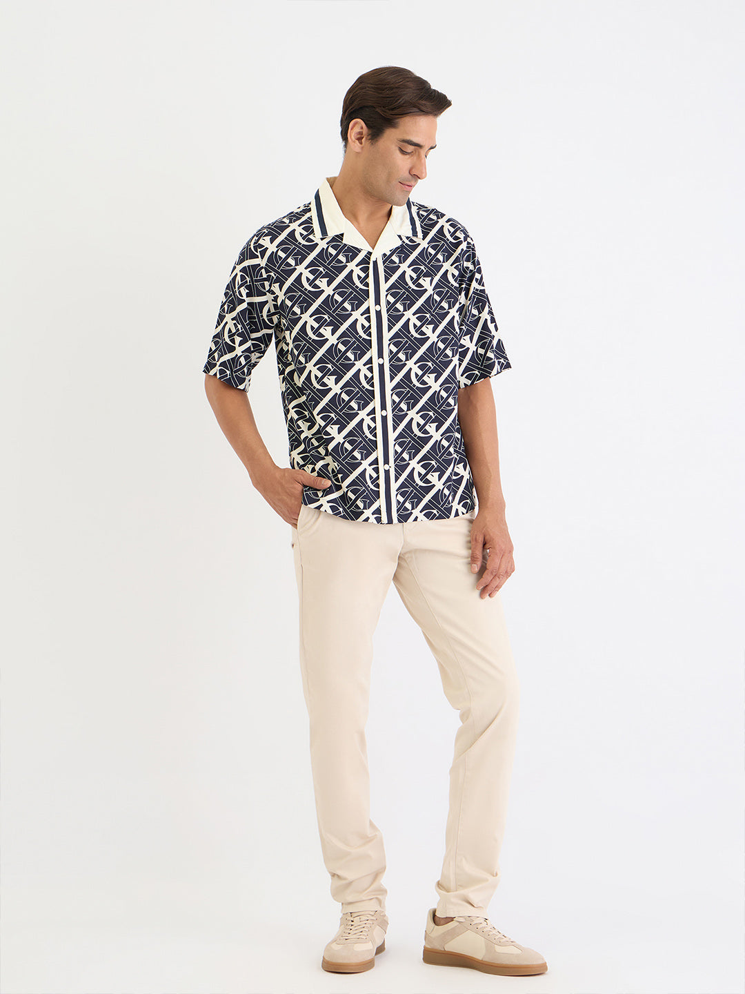 Gant Men Blue Printed Collar Shirt