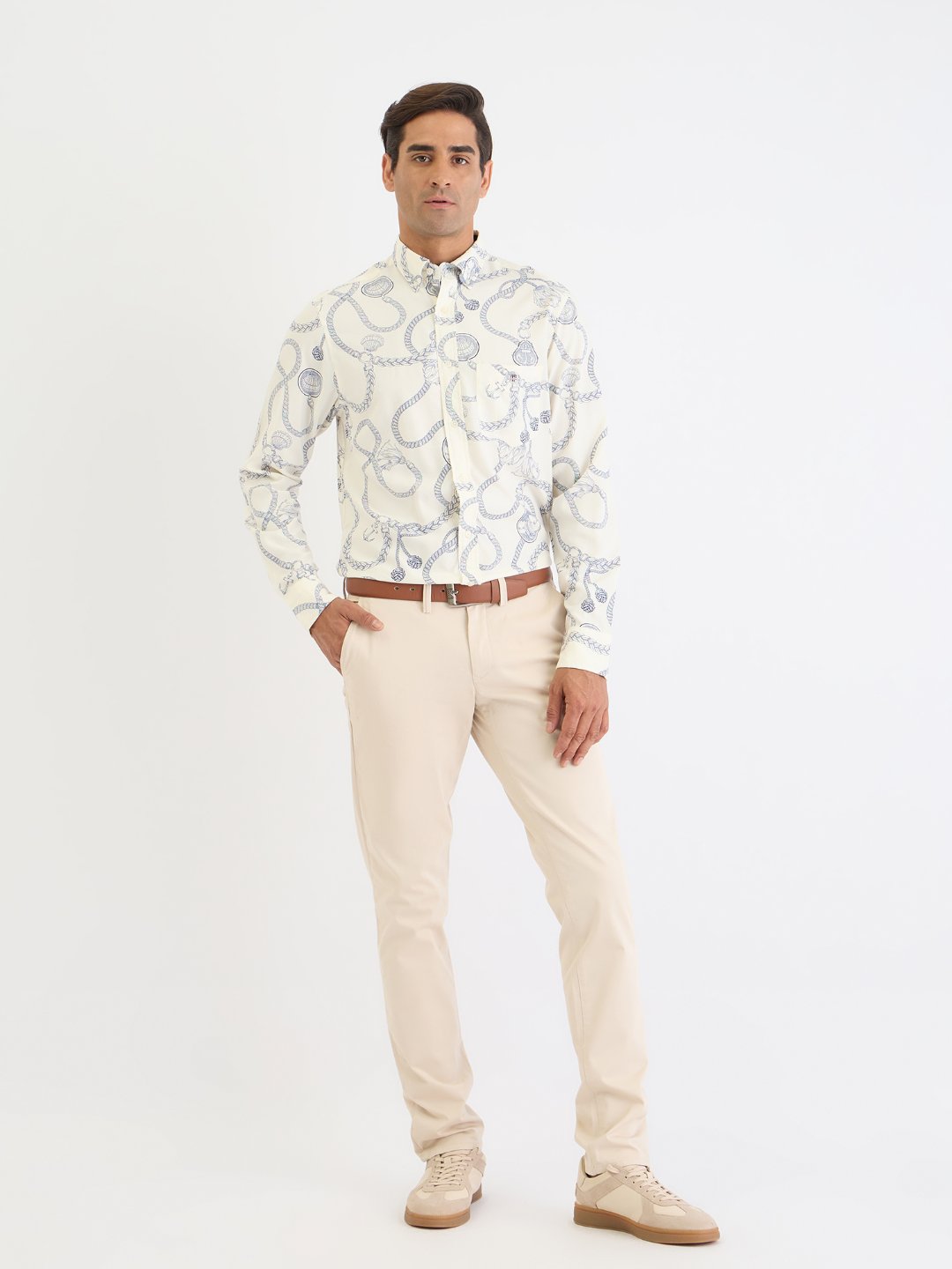Gant Men Cream Printed Collar Shirt