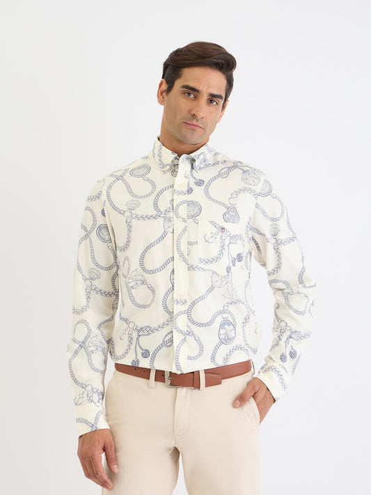 Gant Men Cream Printed Collar Shirt