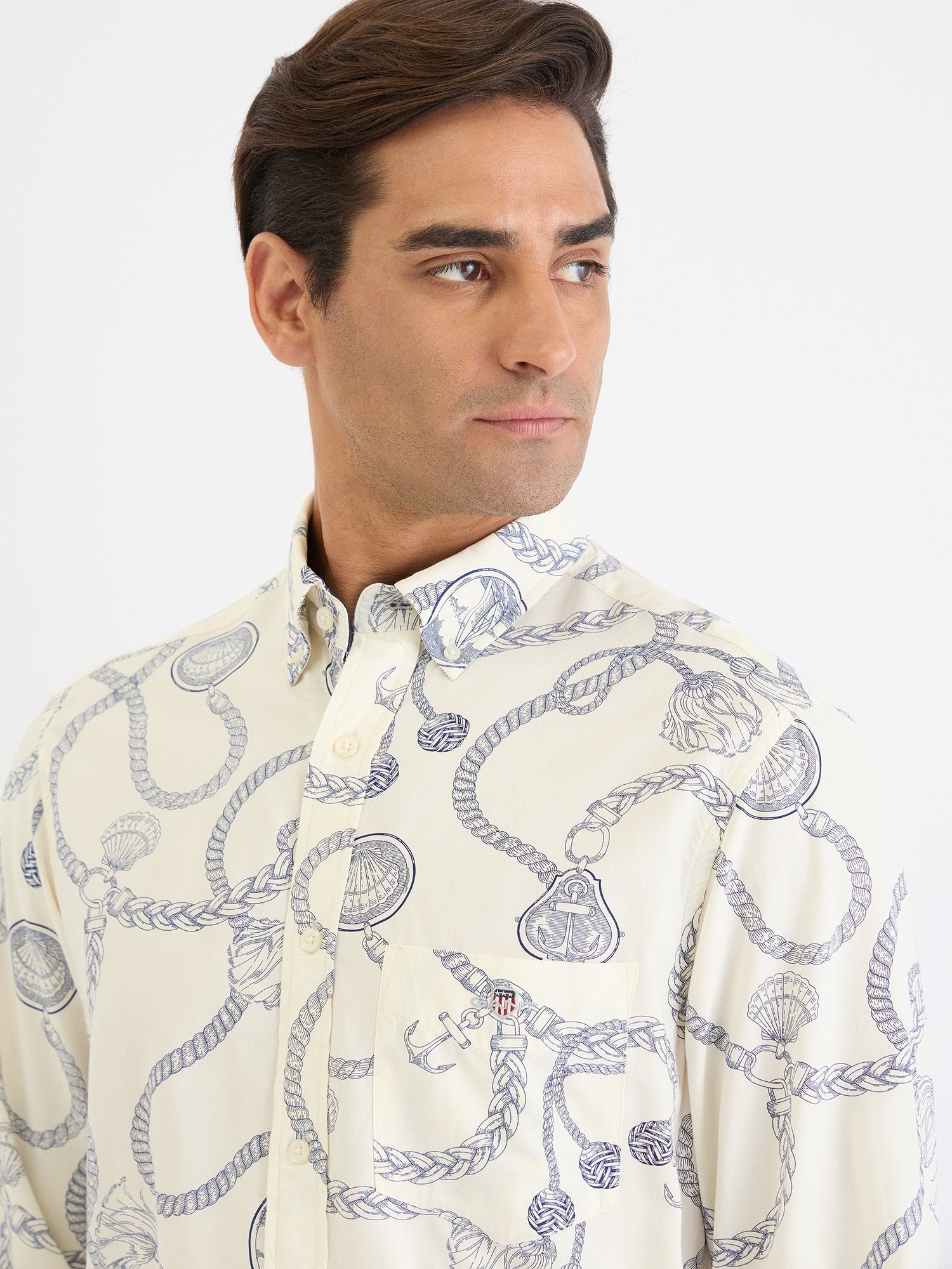 Gant Men Cream Printed Collar Shirt