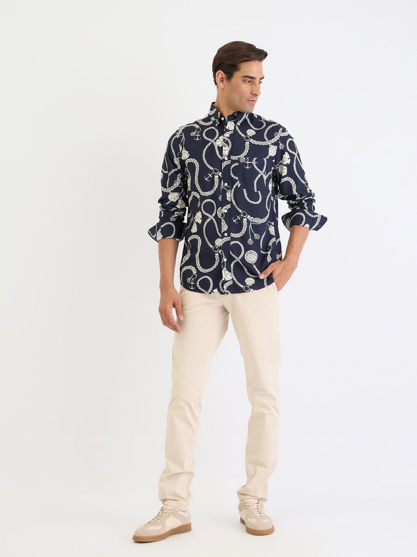 Gant Men Blue Printed Collar Shirt