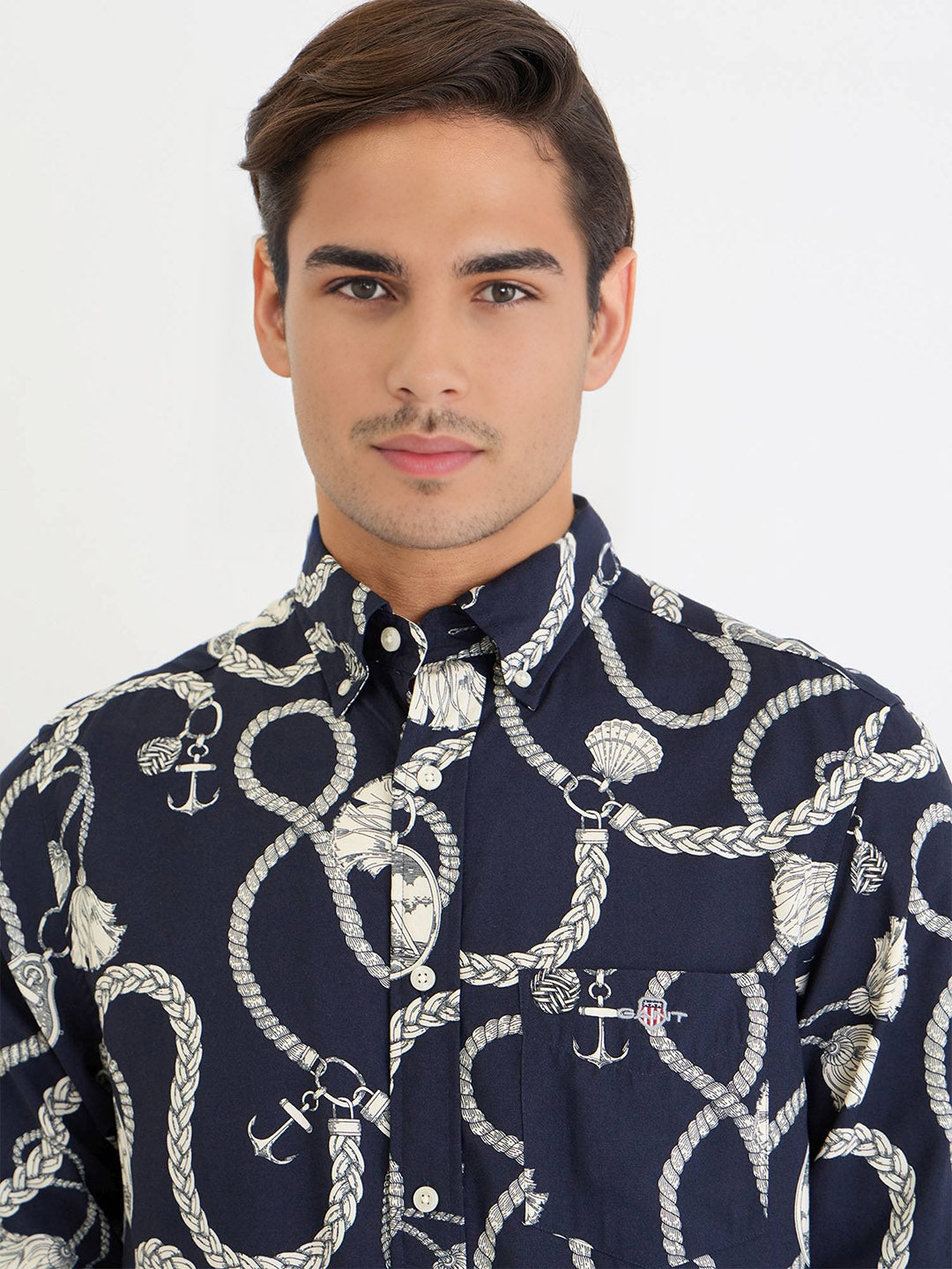 Gant Men Blue Printed Collar Shirt