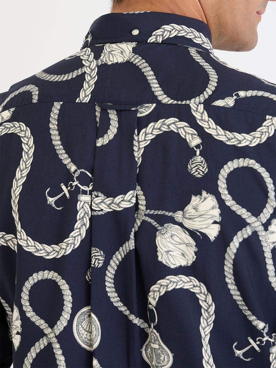 Gant Men Blue Printed Collar Shirt