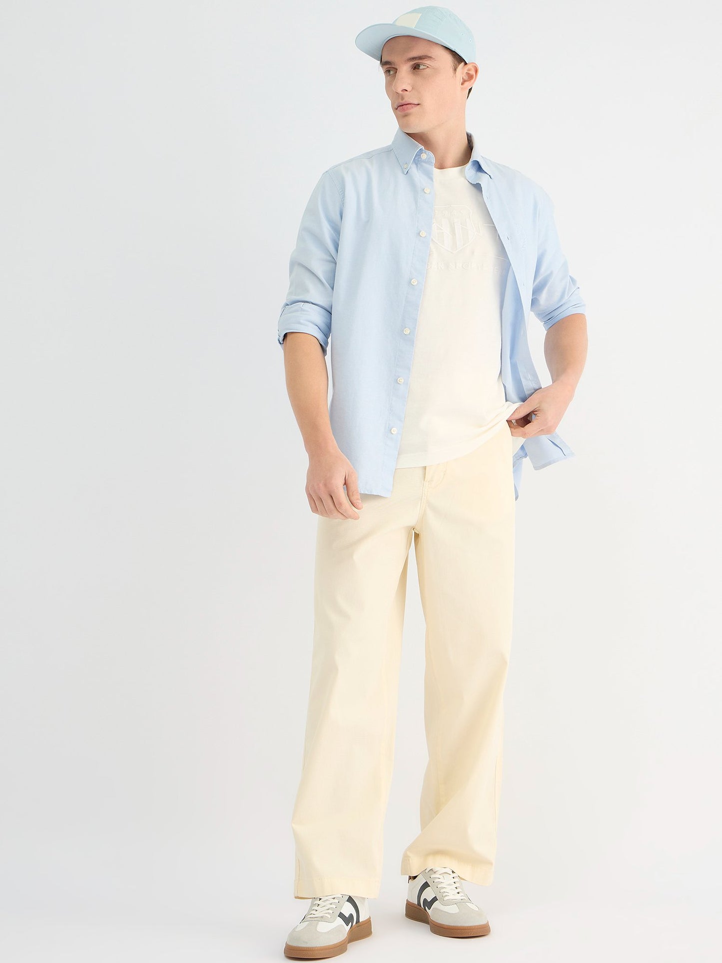 Gant Men Blue Regular Fit Solid Collar Neck Shirt