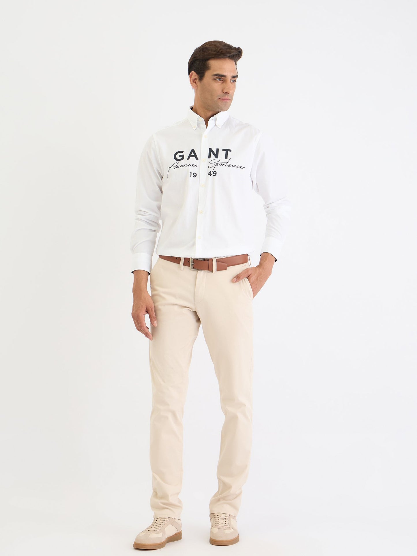 Gant Men White Printed Collar Shirt