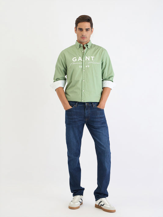 Gant Men Green Printed Collar Shirt